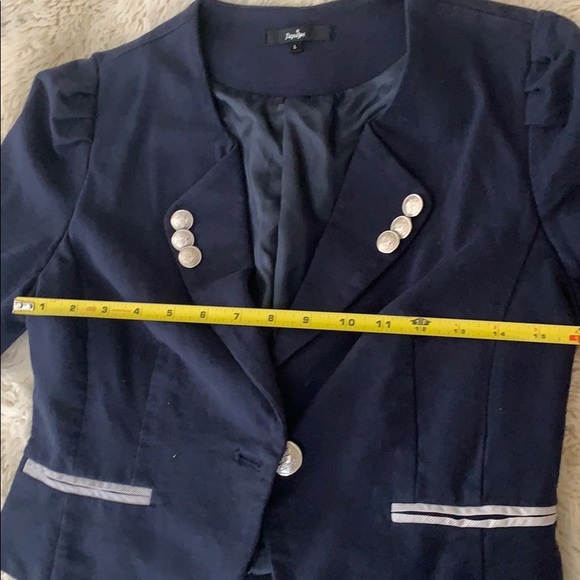 PAPAYA Women’s Dark Navy Cropped Military Inspired Blazer Size L EUC - Picture 6 of 9